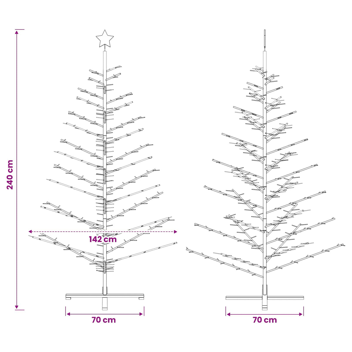 vidaXL Wooden Christmas Tree 240 cm Bamboo and Solid Pine Wood
