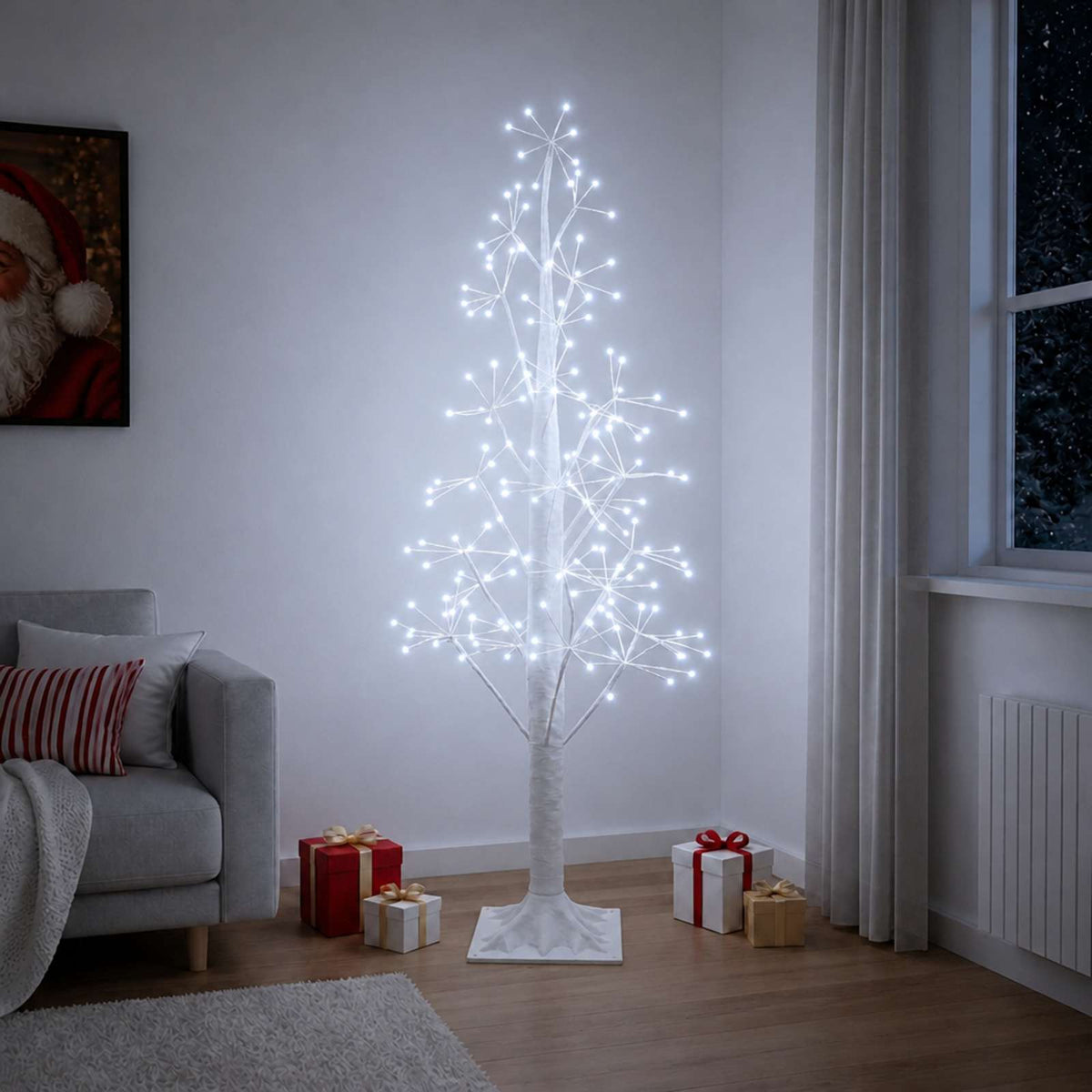 vidaXL Starburst Christmas Tree White 17 x 17 x 150 cm Plastic