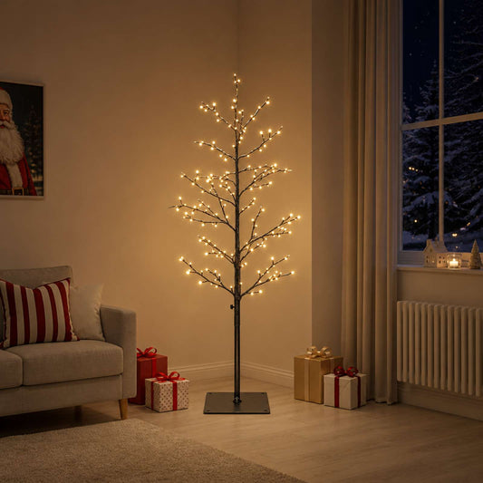 vidaXL Micro Birch Christmas Tree Black 150 cm Steel 360 LEDs