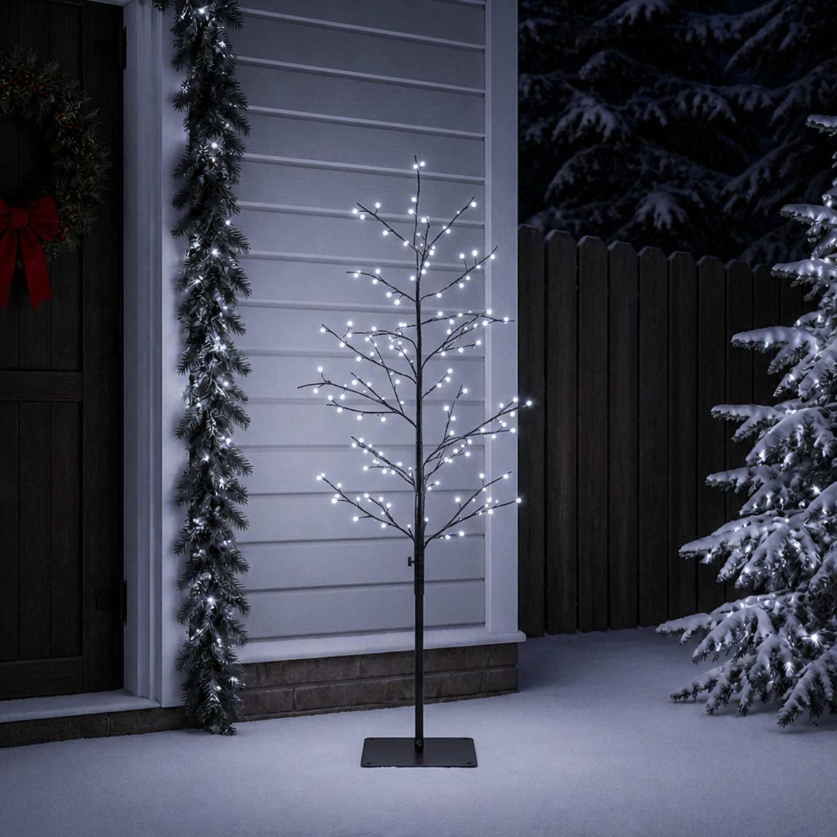 vidaXL Micro Birch Christmas Tree Black 120 cm Steel 279 LEDs