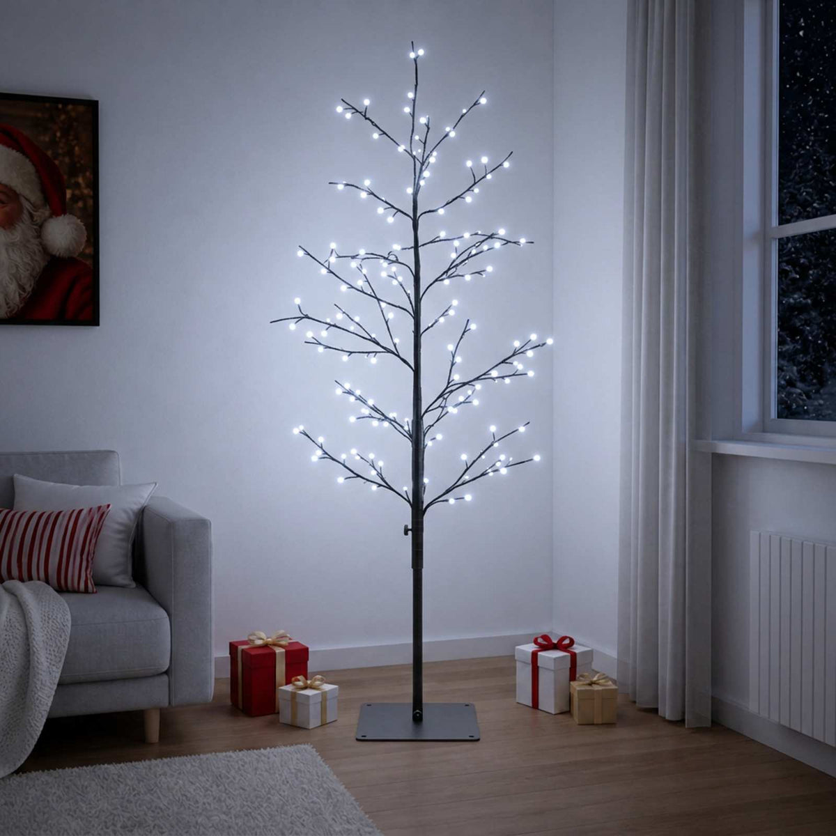 vidaXL Micro Birch Christmas Tree Black 120 cm Steel 279 LEDs