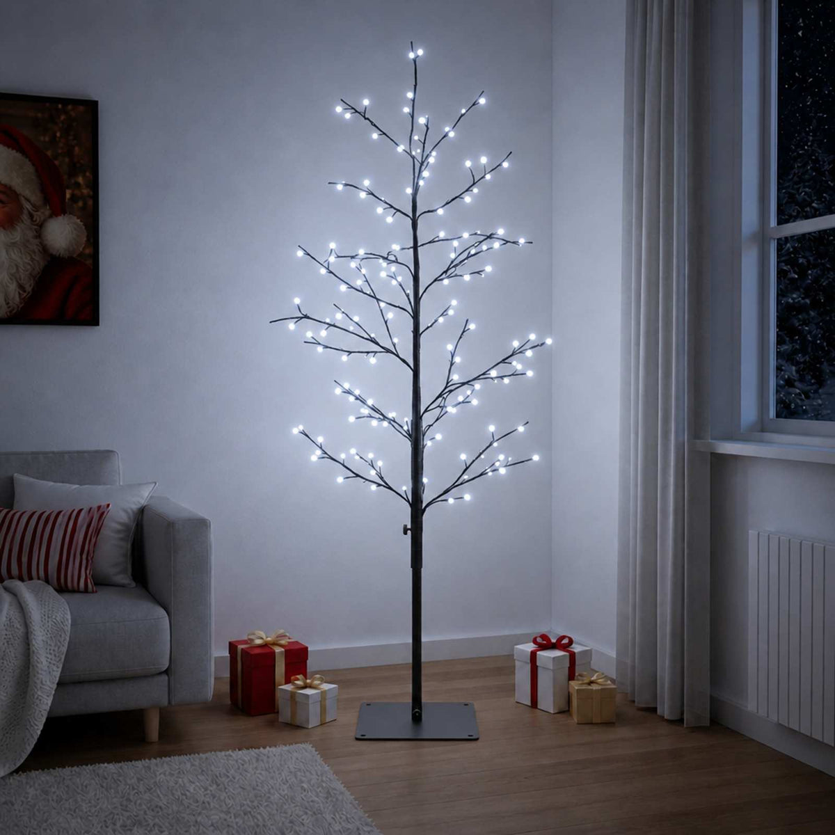 vidaXL Micro Birch Christmas Tree Black 18 x 18 x 150 cm Steel