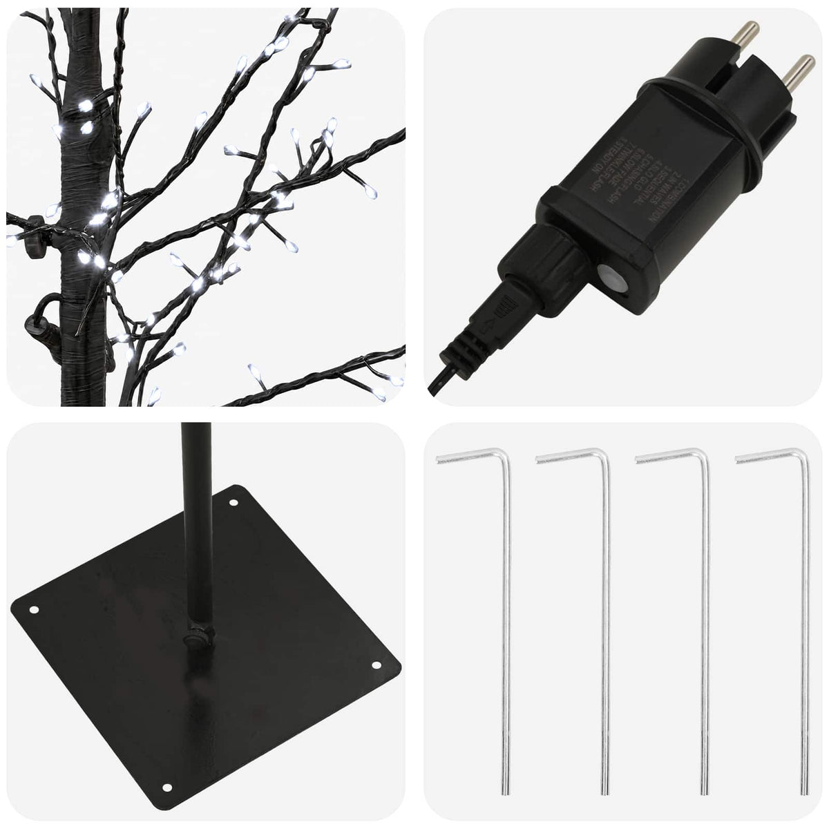 vidaXL Micro Birch Christmas Tree Black 18 x 18 x 150 cm Steel