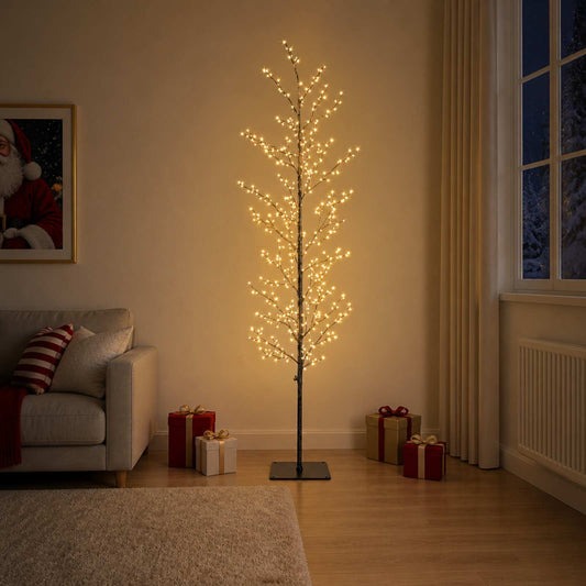 vidaXL Micro Birch Christmas Tree Black 20 x 20 x 180 cm Steel