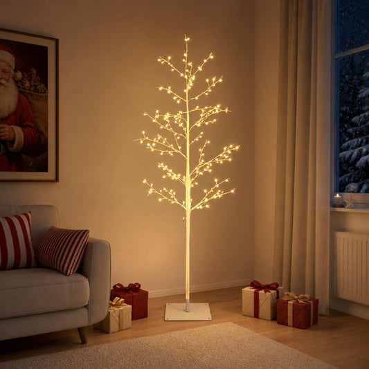 vidaXL Micro Birch Christmas Tree White 18 x 18 x 120 cm Steel