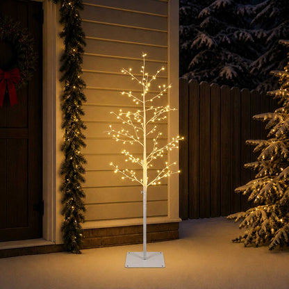 vidaXL Micro Birch Christmas Tree White 18 x 18 x 120 cm Steel