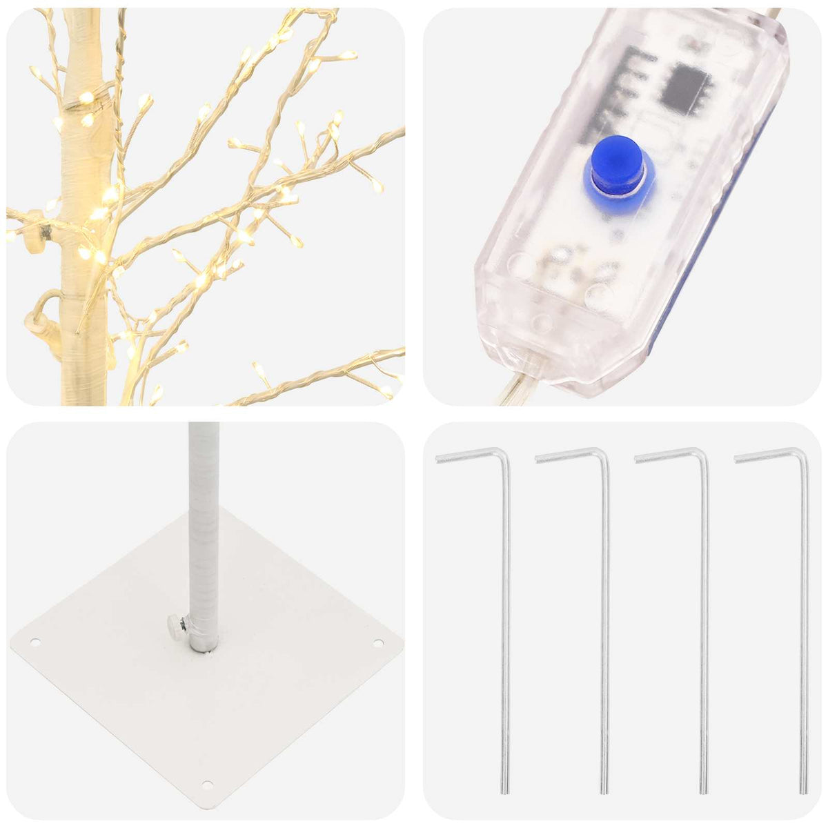 vidaXL Micro Birch Christmas Tree White 18 x 18 x 120 cm Steel