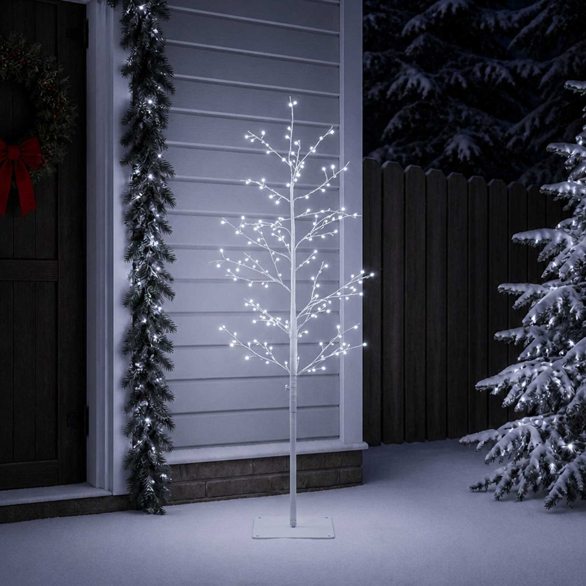 vidaXL Micro Birch Christmas Tree White 120 cm Steel 279 LEDs