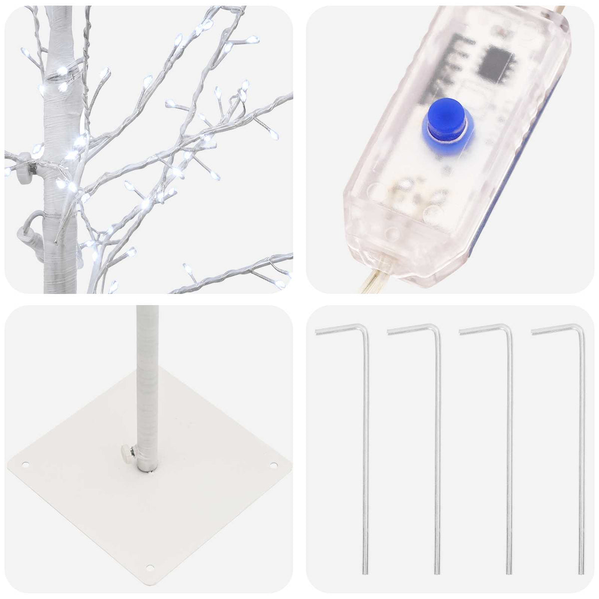 vidaXL Micro Birch Christmas Tree White 120 cm Steel 279 LEDs
