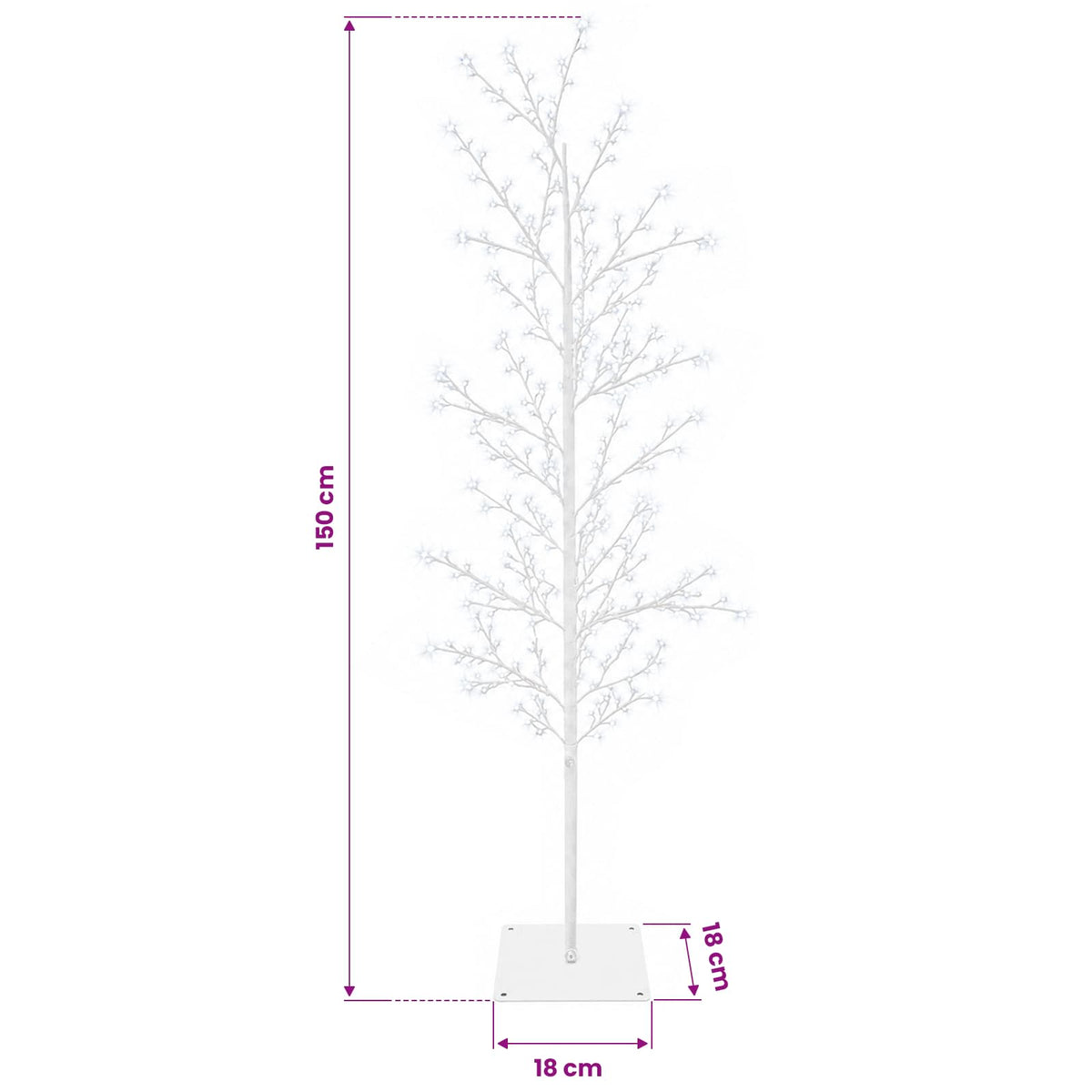 vidaXL Micro Birch Christmas Tree White 150 cm Steel 360 LEDs