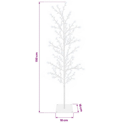 vidaXL Micro Birch Christmas Tree White 150 cm Steel 360 LEDs