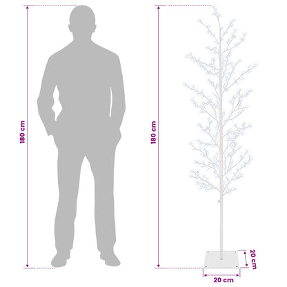 vidaXL Micro Birch Christmas Tree White 20 x 20 x 180 cm Steel