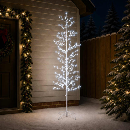 vidaXL Micro Birch Christmas Tree White 47 x 240 cm Steel 675 LEDs