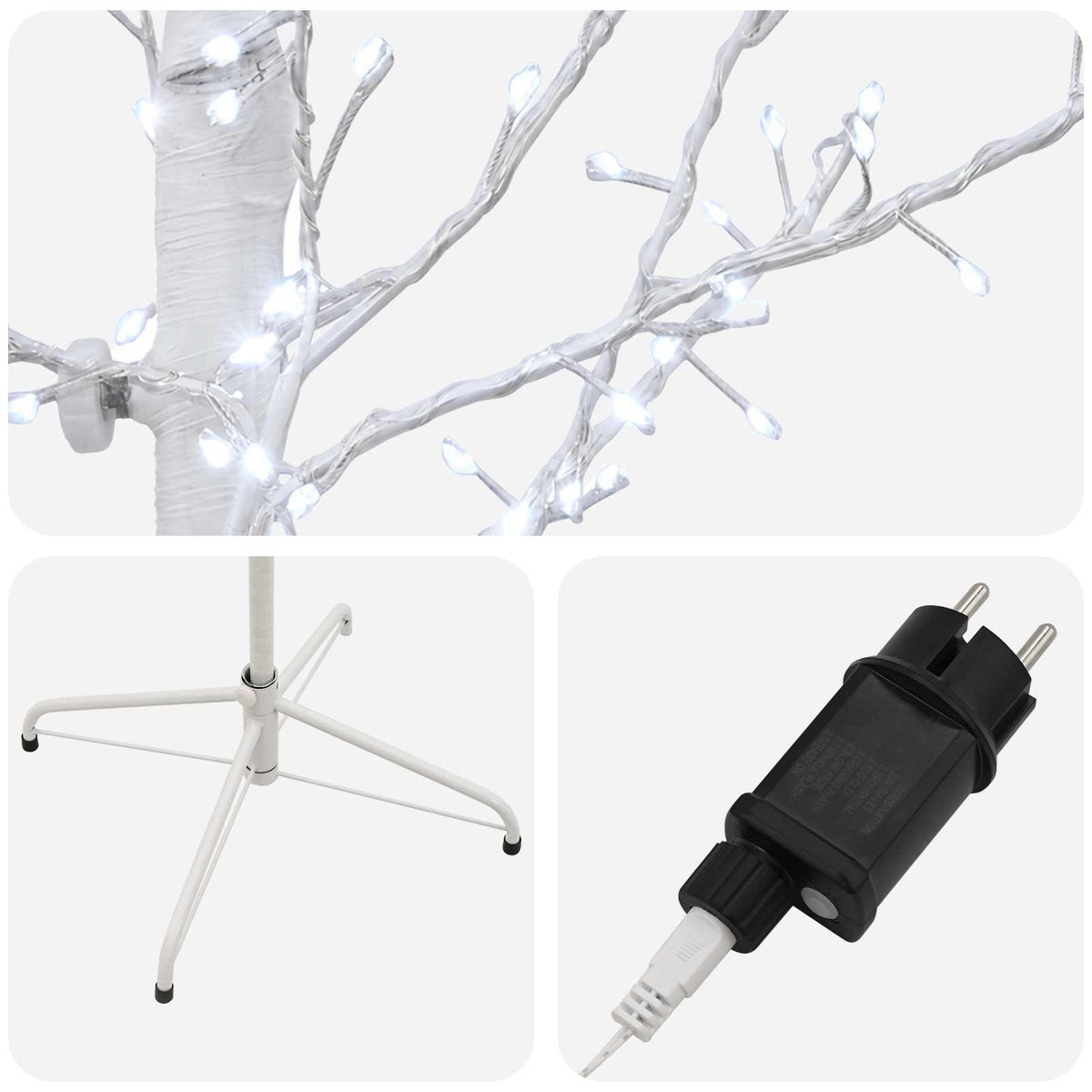 vidaXL Micro Birch Christmas Tree White 47 x 240 cm Steel 675 LEDs