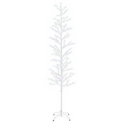 vidaXL Micro Birch Christmas Tree White 47 x 240 cm Steel 675 LEDs