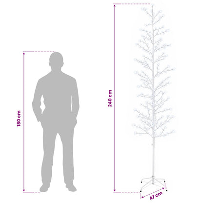 vidaXL Micro Birch Christmas Tree White 47 x 240 cm Steel 675 LEDs