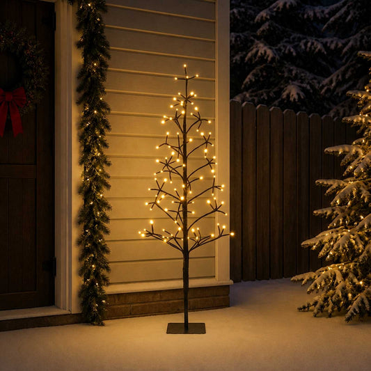 vidaXL LED String Christmas Tree Black 18 x 18 x 120 cm Steel 140 LEDs