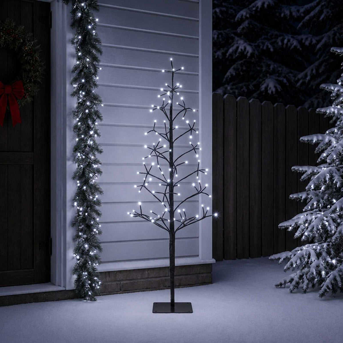 vidaXL LED String Christmas Tree Black 18 x 18 x 150 cm Steel 164 LEDs