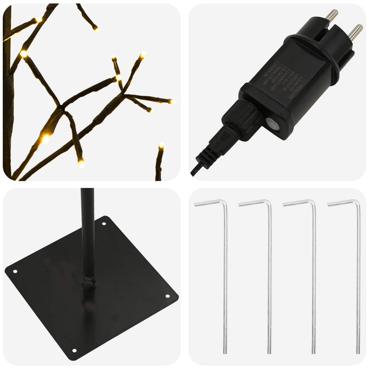 vidaXL LED String Christmas Tree Black 150 cm Steel 164 LEDs