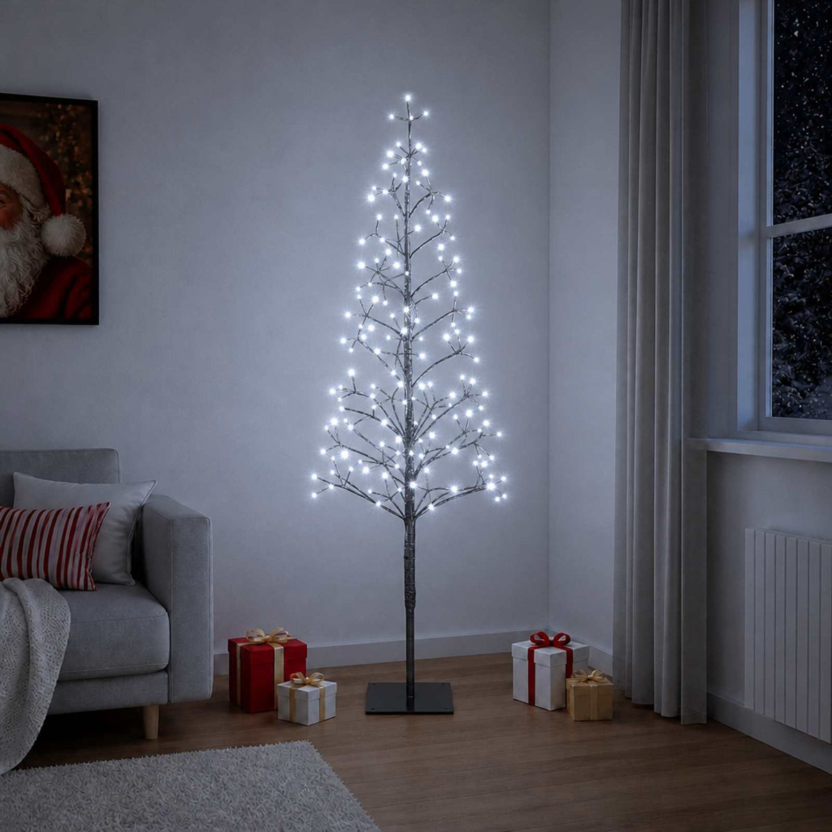 vidaXL LED String Christmas Tree Black 18 x 18 x 150 cm Steel 164 LEDs