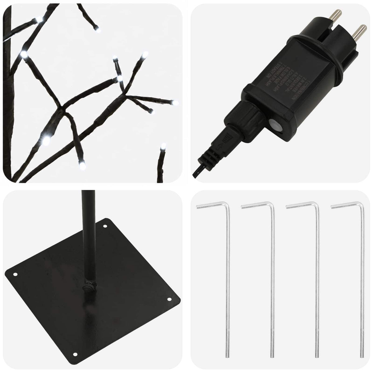 vidaXL LED String Christmas Tree Black 18 x 18 x 150 cm Steel 164 LEDs