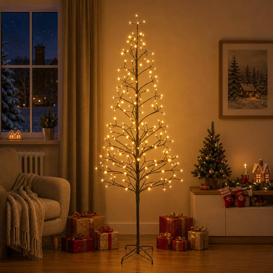 vidaXL LED String Christmas Tree Black 47 x 210 cm Steel 228 LEDs