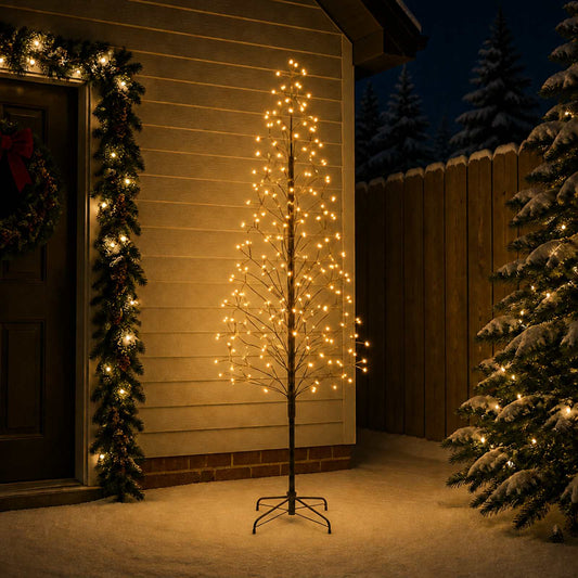 vidaXL LED String Christmas Tree Black 240 cm Steel 268 LEDs