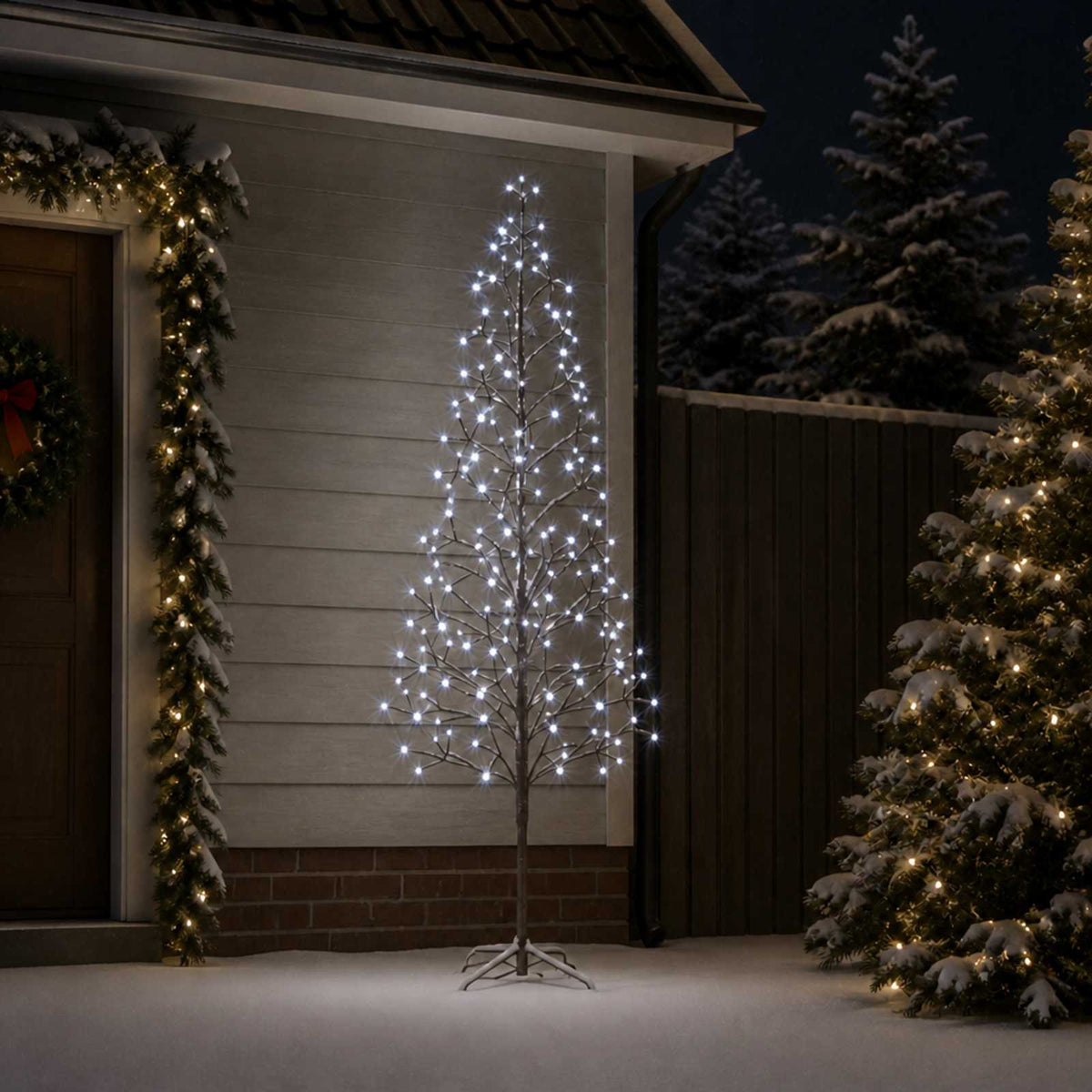 vidaXL LED String Christmas Tree Black 47 x 240 cm Steel 268 LEDs