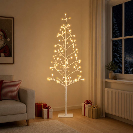 vidaXL LED String Christmas Tree White 18 x 18 x 150 cm Steel 164 LEDs