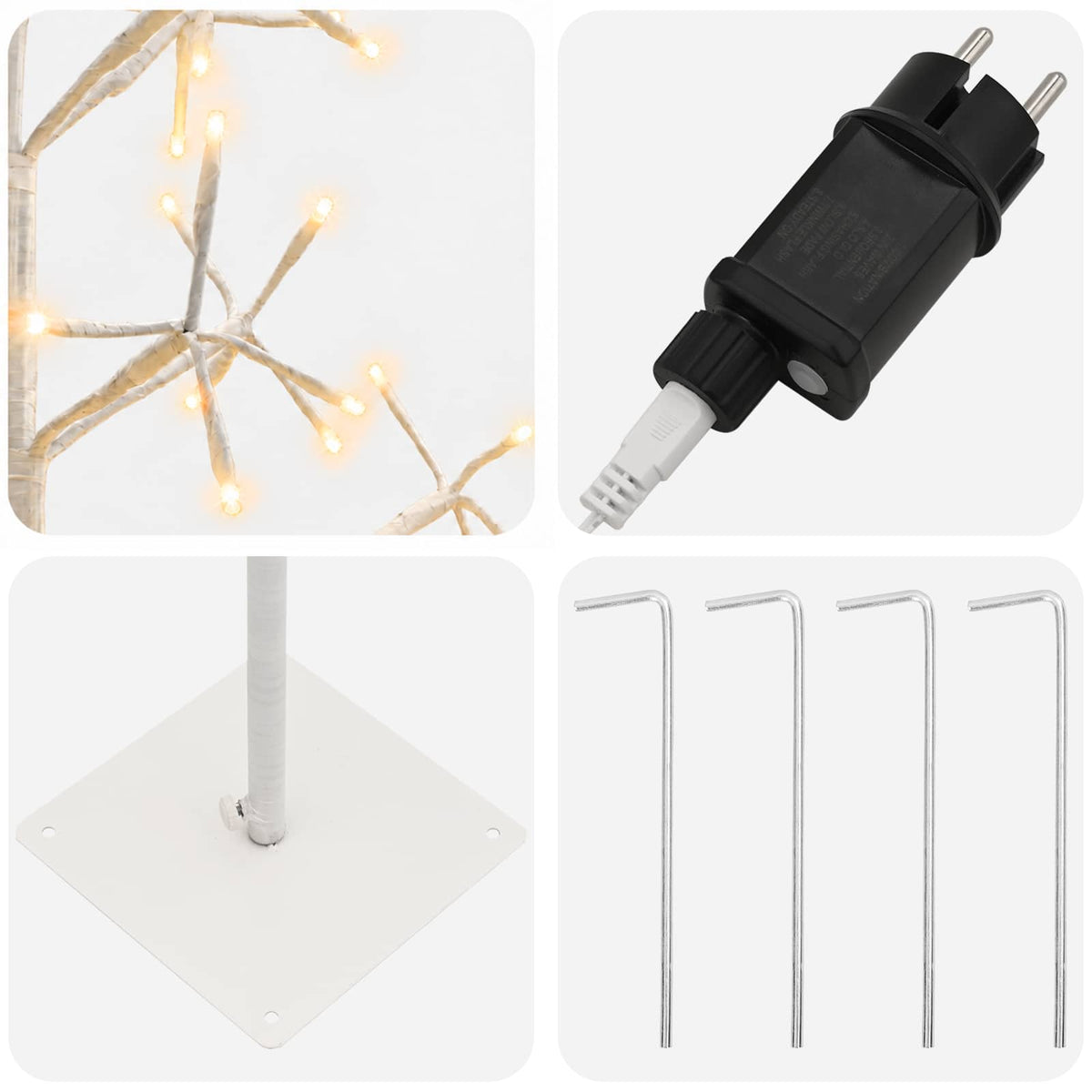 vidaXL LED String Christmas Tree White 18 x 18 x 120 cm Steel 140 LEDs