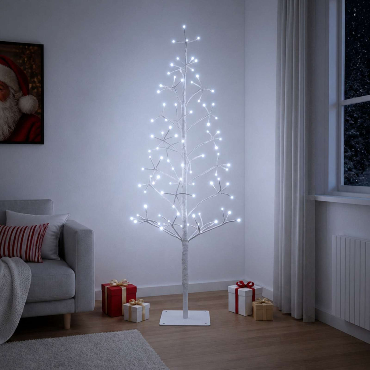 vidaXL LED String Christmas Tree White 18 x 18 x 120 cm Steel 140 LEDs