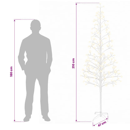 vidaXL LED String Christmas Tree White 210 cm Steel 228 LEDs