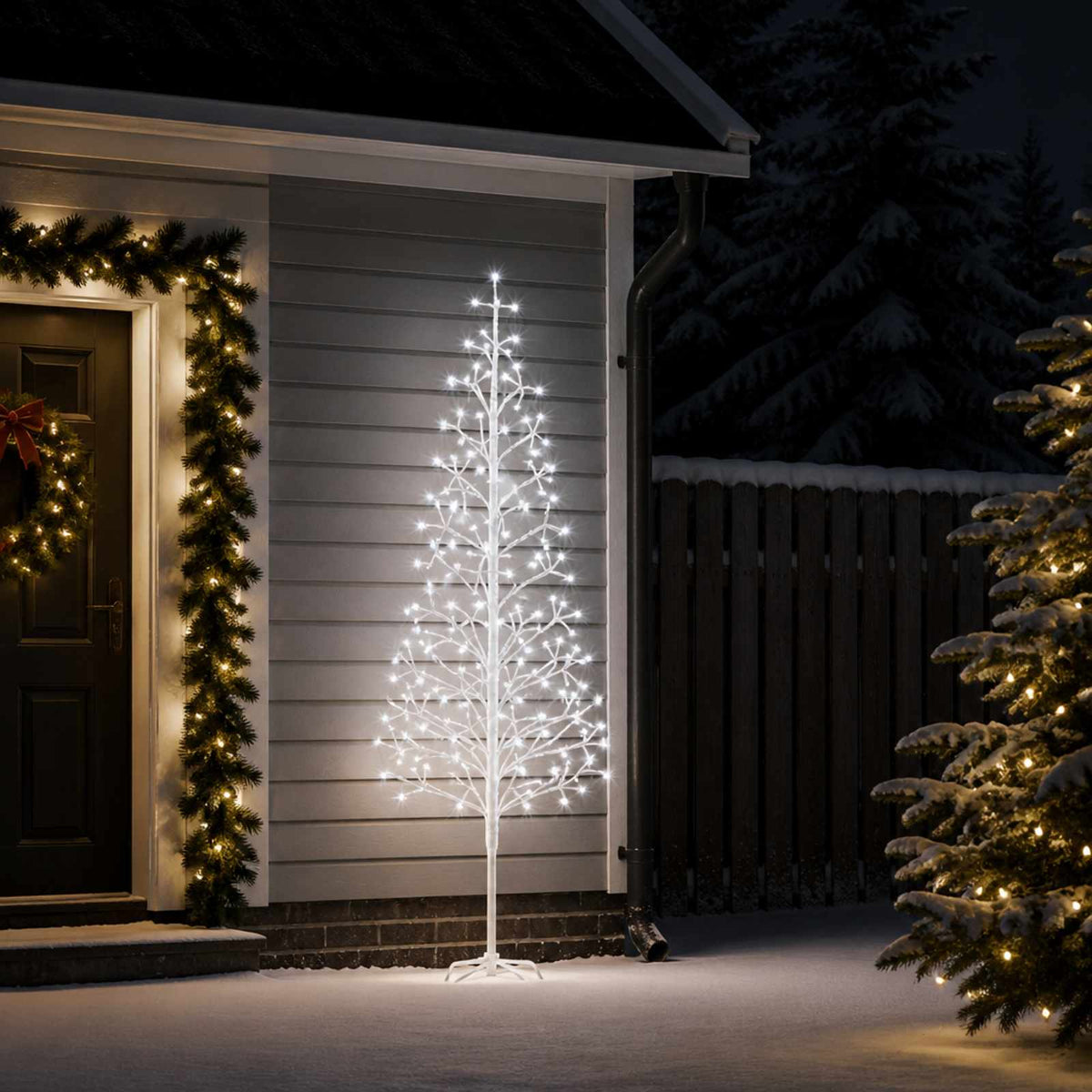 vidaXL LED String Christmas Tree White 47 x 210 cm Steel 228 LEDs