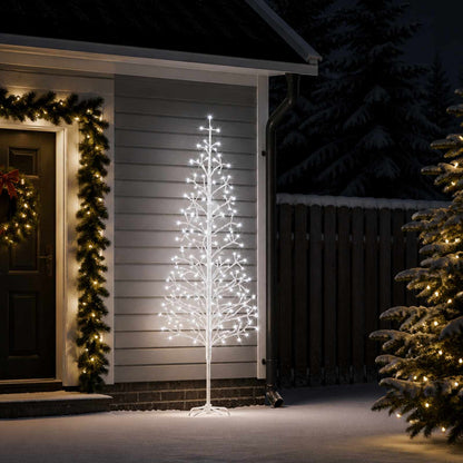 vidaXL LED String Christmas Tree White 47 x 210 cm Steel 228 LEDs
