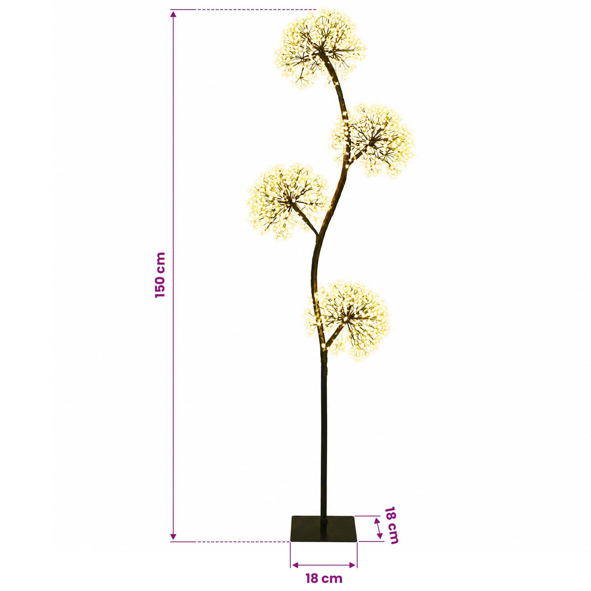 vidaXL S-Shape LED Christmas Tree Black 18 x 18 x 150 cm Steel