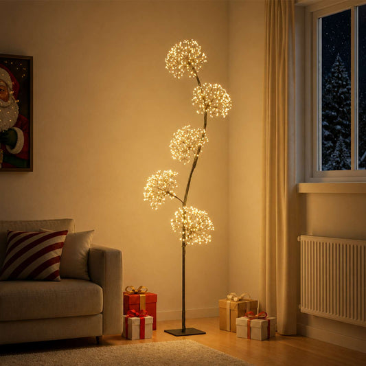 vidaXL S-Shape LED Christmas Tree Black 20 x 20 x 175 cm Steel