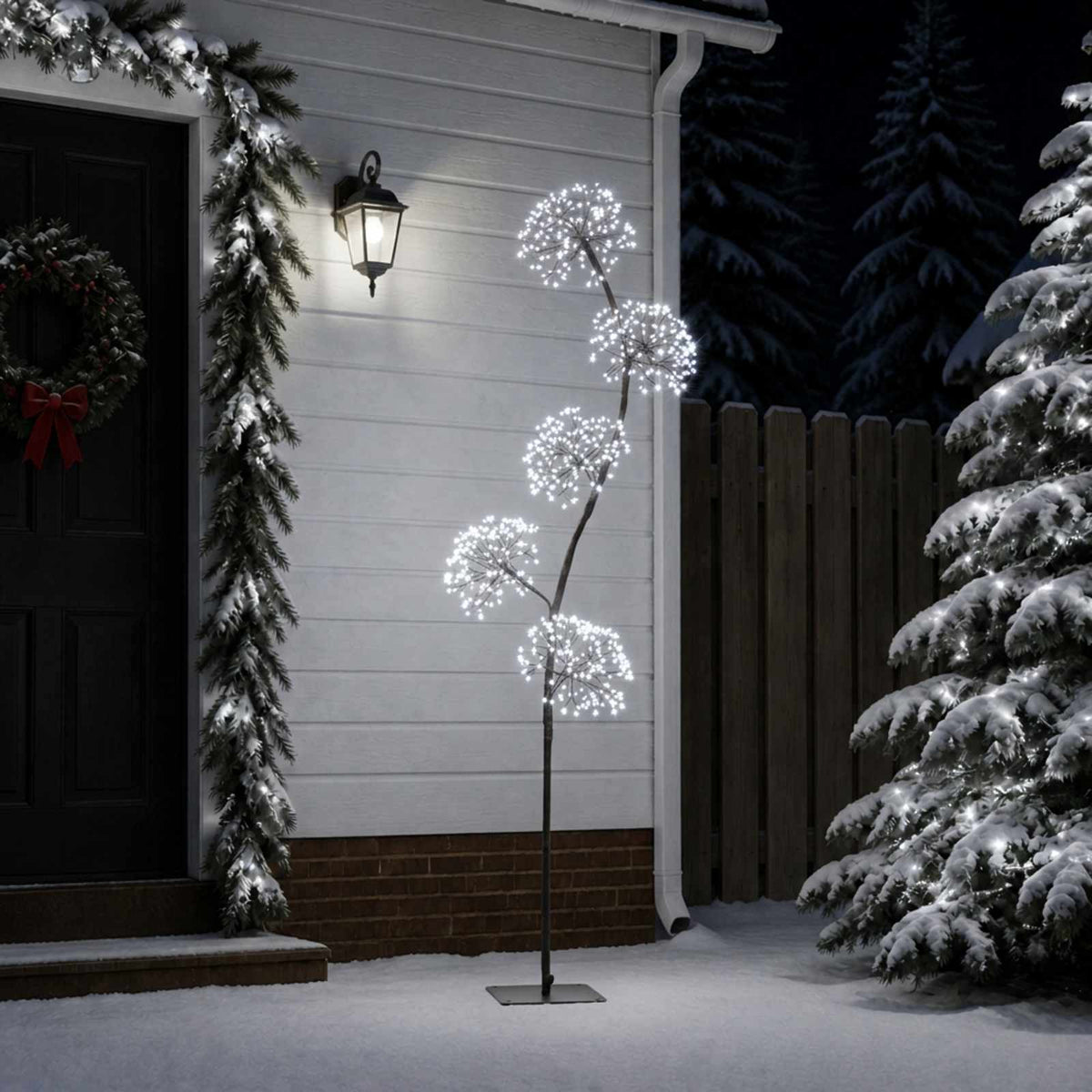 vidaXL S-Shape LED Christmas Tree Black 20 x 20 x 175 cm Steel