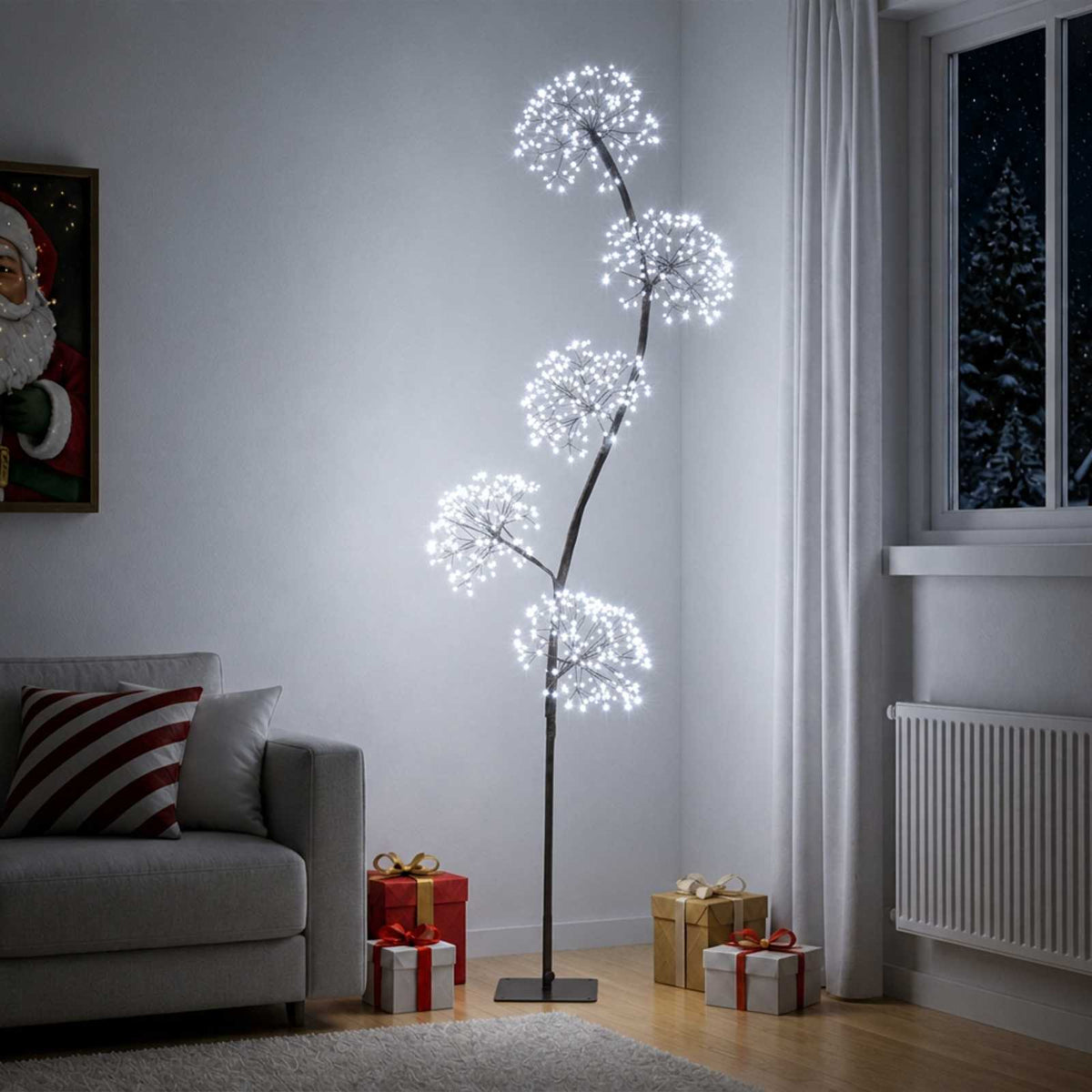 vidaXL S-Shape LED Christmas Tree Black 20 x 20 x 175 cm Steel