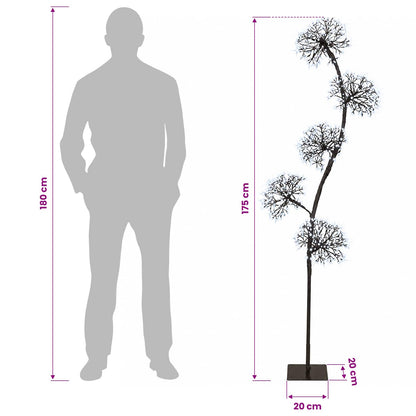 vidaXL S-Shape LED Christmas Tree Black 20 x 20 x 175 cm Steel
