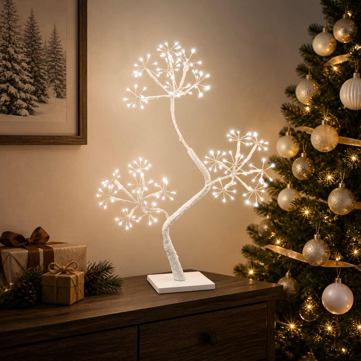 vidaXL S-Shape LED Christmas Tree 2 pcs White 18 x 18 x 45 cm Steel