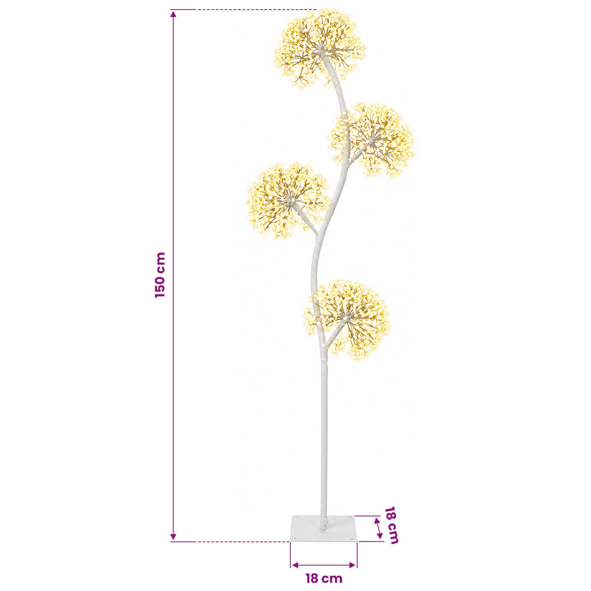 vidaXL S-Shape LED Christmas Tree White 18 x 18 x 150 cm Steel
