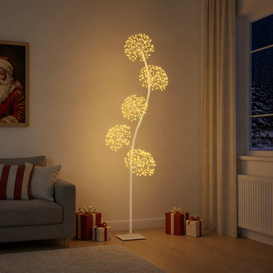 vidaXL S-Shape LED Christmas Tree White 20 x 20 x 175 cm Steel