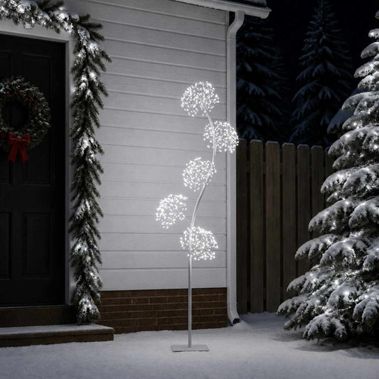 vidaXL S-Shape LED Christmas Tree White 20 x 20 x 175 cm Steel