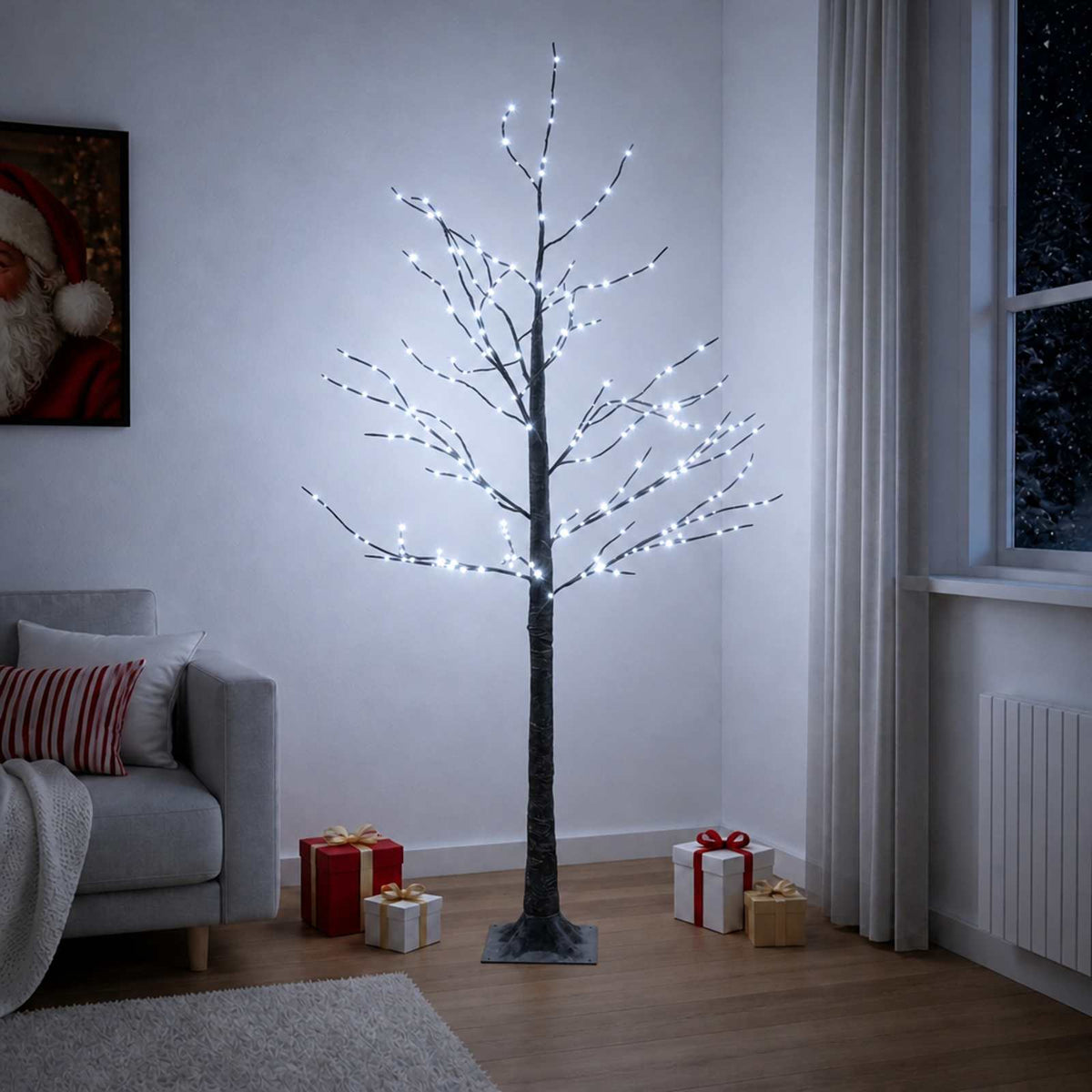 vidaXL Snow-Covered LED Christmas Tree Brown 22 x 22 x 120 cm Plastic