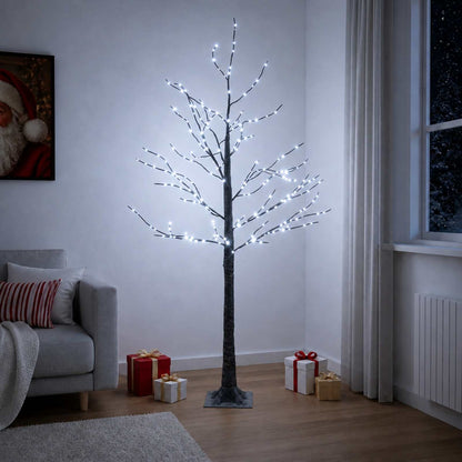vidaXL Snow-Covered LED Christmas Tree Brown 22 x 22 x 120 cm Plastic