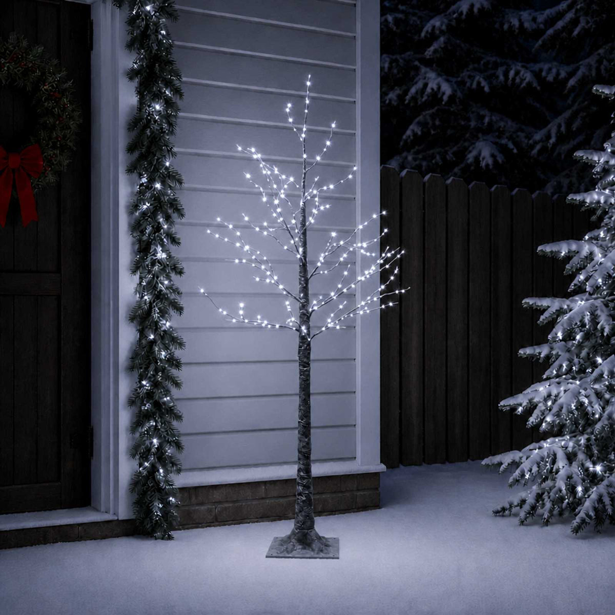 vidaXL Snow-Covered LED Christmas Tree Brown 22 x 22 x 120 cm Plastic