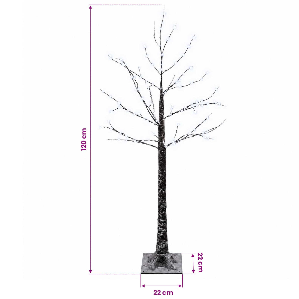 vidaXL Snow-Covered LED Christmas Tree Brown 22 x 22 x 120 cm Plastic