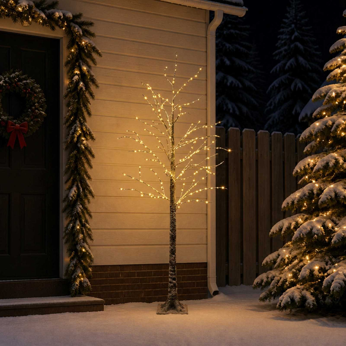 vidaXL Snow-Covered LED Christmas Tree Brown 22 x 22 x 180 cm Plastic