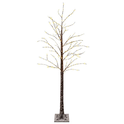 vidaXL Snow-Covered LED Christmas Tree Brown 22 x 22 x 180 cm Plastic