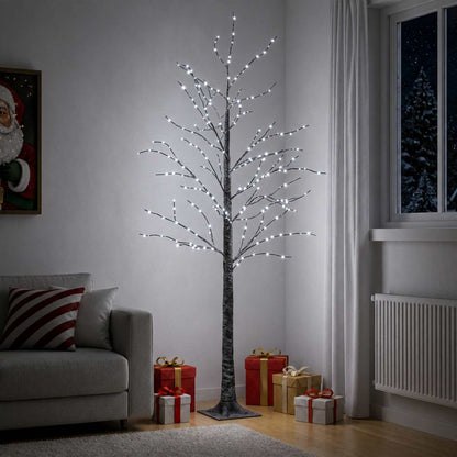 vidaXL Snow-Covered LED Christmas Tree Brown 22 x 22 x 180 cm Plastic